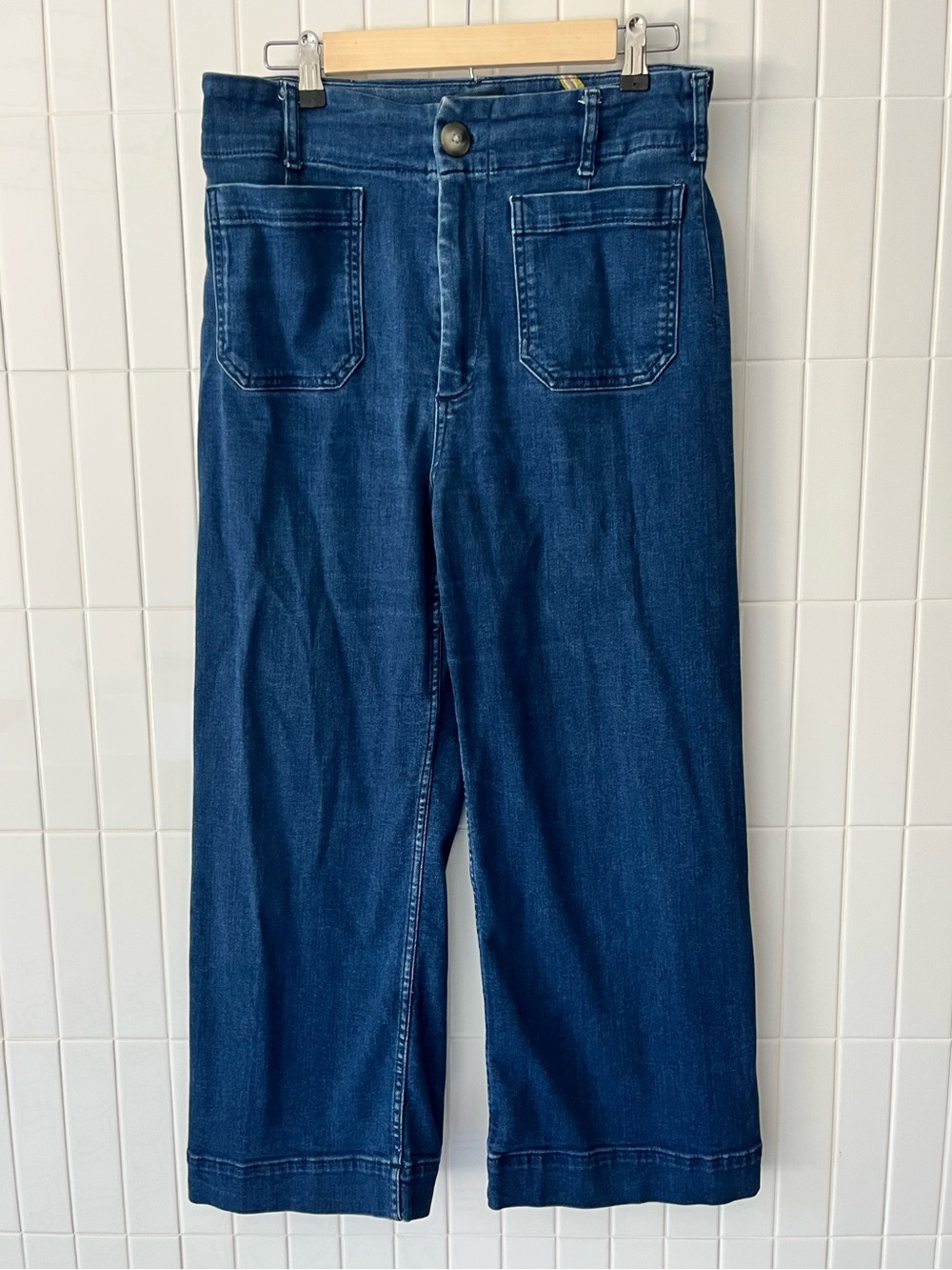 Maeve Anthropologie Colette Wide Leg Jeans | 30 | Patch Pocket Crop Sailor